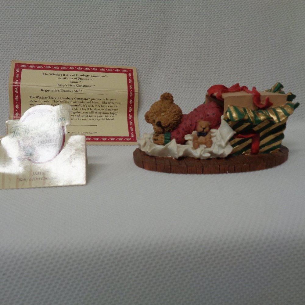 Baby's First Christmas Windsor Bear Cranberry Commons Jamie TM numbered/register